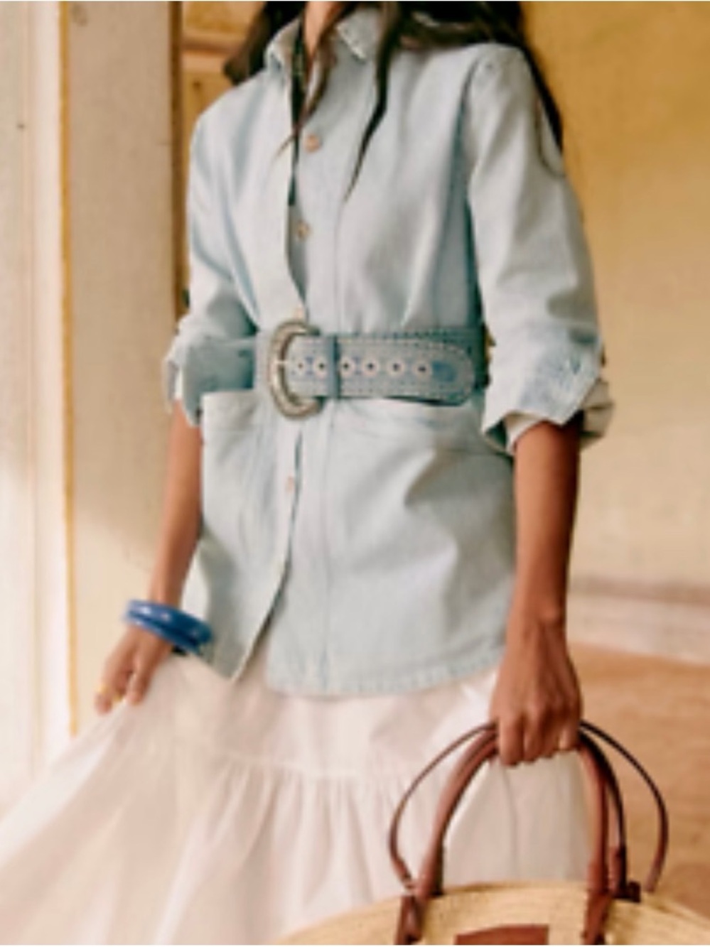 Sezane Light Blue Striped Will Jacket